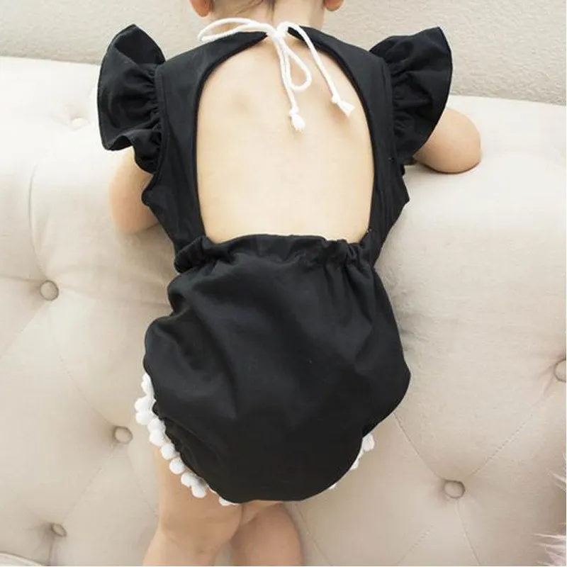 Macacão de Bebê bonito Roupas de Verão Meninas Do Bebê Rendas Romper Criança Menina Ruffles Backless Sunsuit Playsuit Outfits Roupas Definir Crianças Roupas