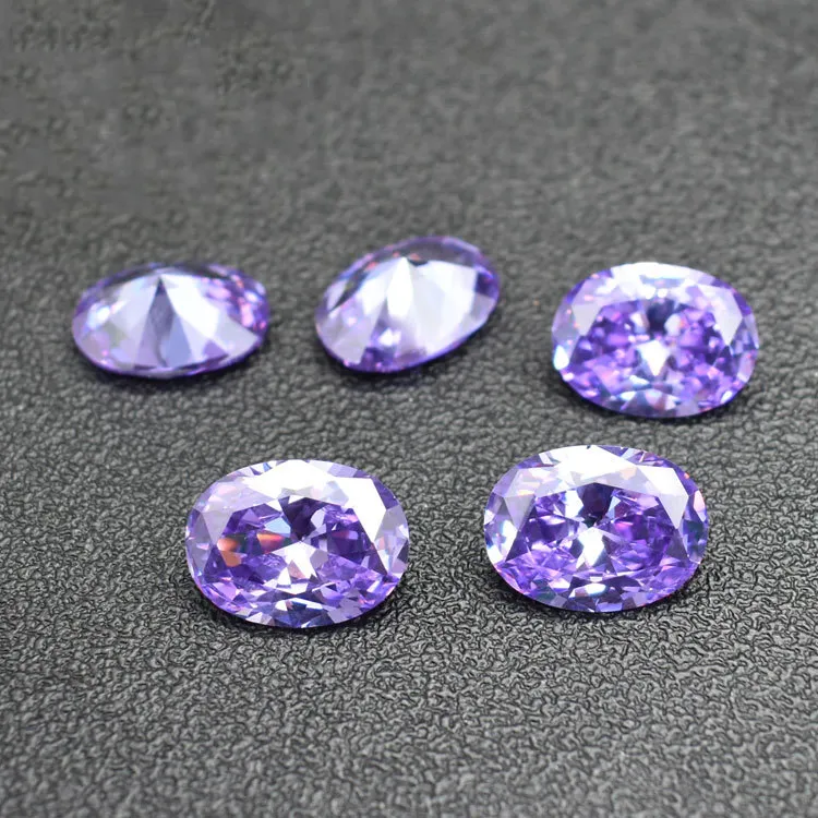 Lavender Color Stone 8 Sizes 23mm46mm Oval Machine Cut Cubic Zirconia Synthetic Loose Gemstone Beads For Jewelry Making 1419349