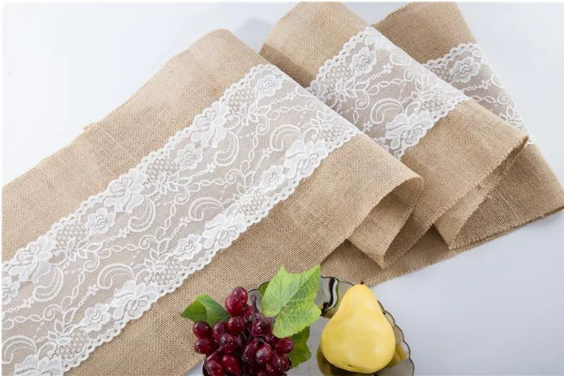 Burlap Lace Hessian Table Runner Rustic Natural Jute Country Wedding ...