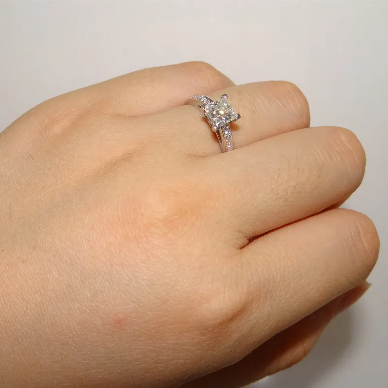 中間症ジュエリー1.5ct 5aジルコンCZ 925スターリングシルバー女性婚約結婚式バンドリングSZ 4-10ギフト