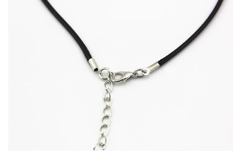 Black Wax Leather Necklace 45cm Cord String Rope Extender Chain with Lobster Clasp DIY Fashion jewelry component8528034