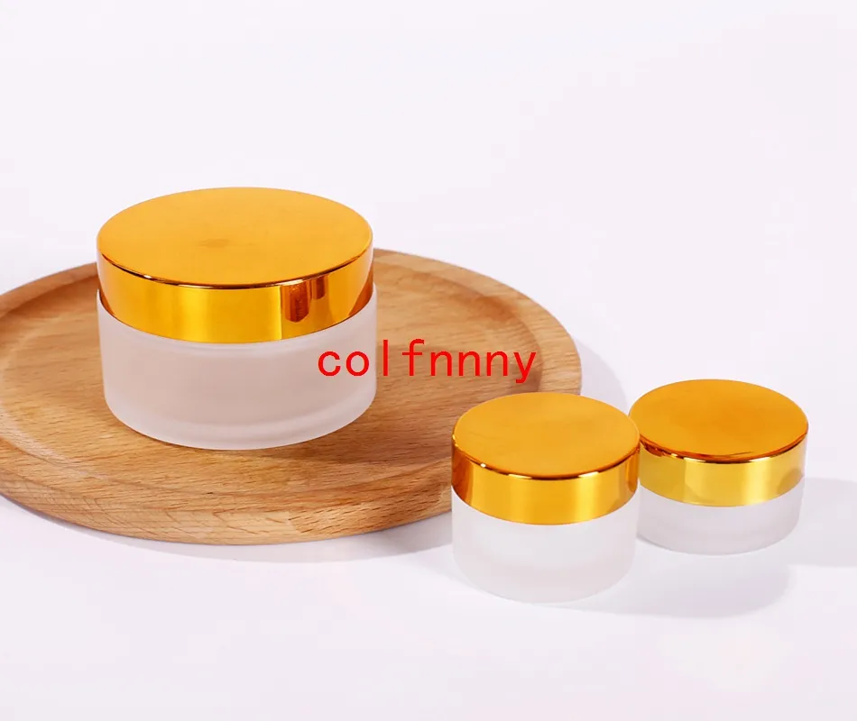 /lot50G Frost Glass Cream Jar with Silver gold Cap,5g 10g Glass Packing Jars, 20g Empty Cream Jar, 30g Cosmetic Glass Jars