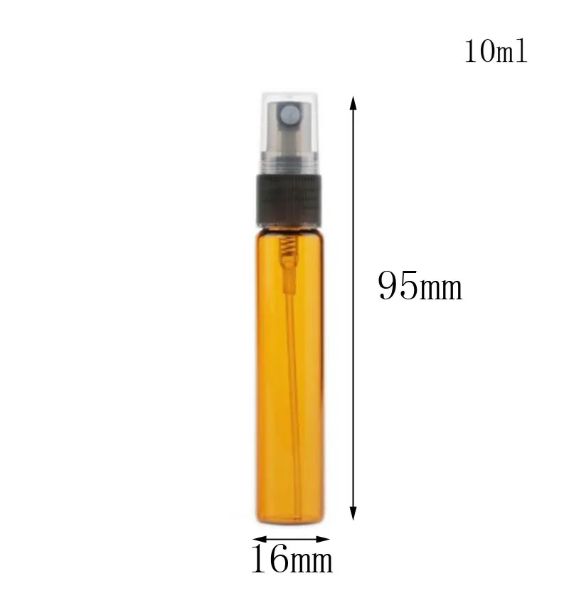 1000 unids/lote 3ml 5ml 10ml Mini botella de Spray de Perfume de vidrio ámbar botellas de atomizador de agua cosméticas vacías recargables de viaje