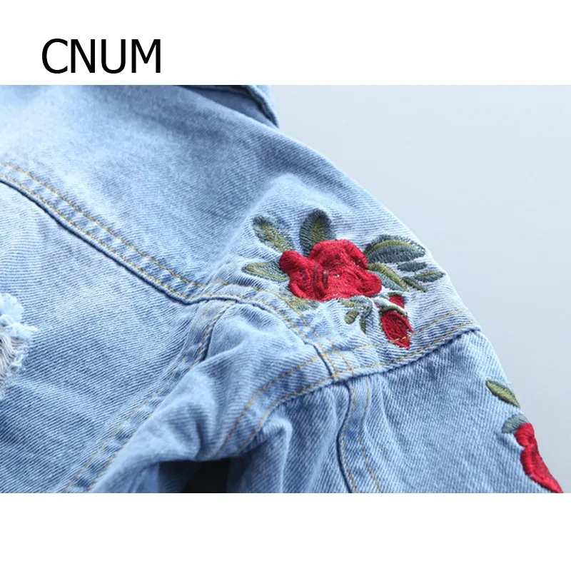 CNUM GIRLS JACKETS Spring Cotton Kids Girls Jackets amprockar för barn Autumn Denim Coats Children Designer Clothing Print 2017 2062083