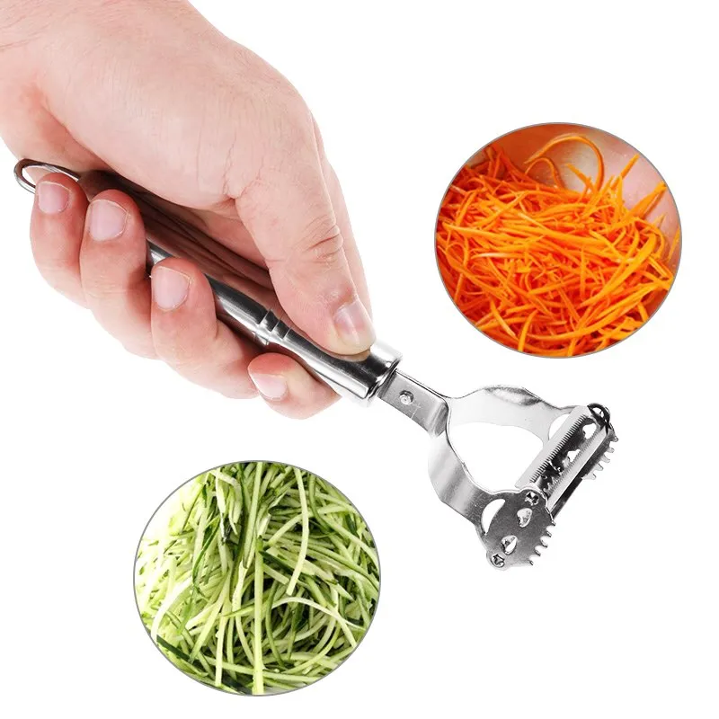 Peeler Stainless Steel Cutter Slicer with Cleaning Brush for