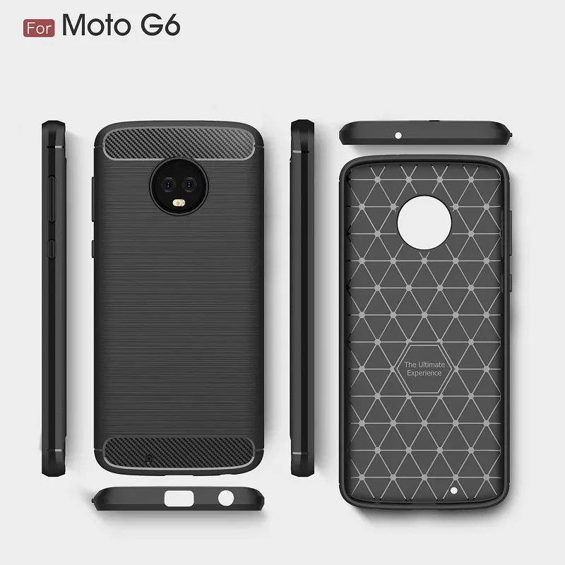 Nuovi casi del telefono 10PCS per la cassa antiurto resistente dell'armatura della fibra del carbonio di Moto G6 per il caso della copertura di Motorola G6 Plus Trasporto libero