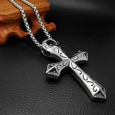 Hip hop old school latest fashion Cross silver necklace pendant, mounting for DIY wish necklace women man jewelry S18101607