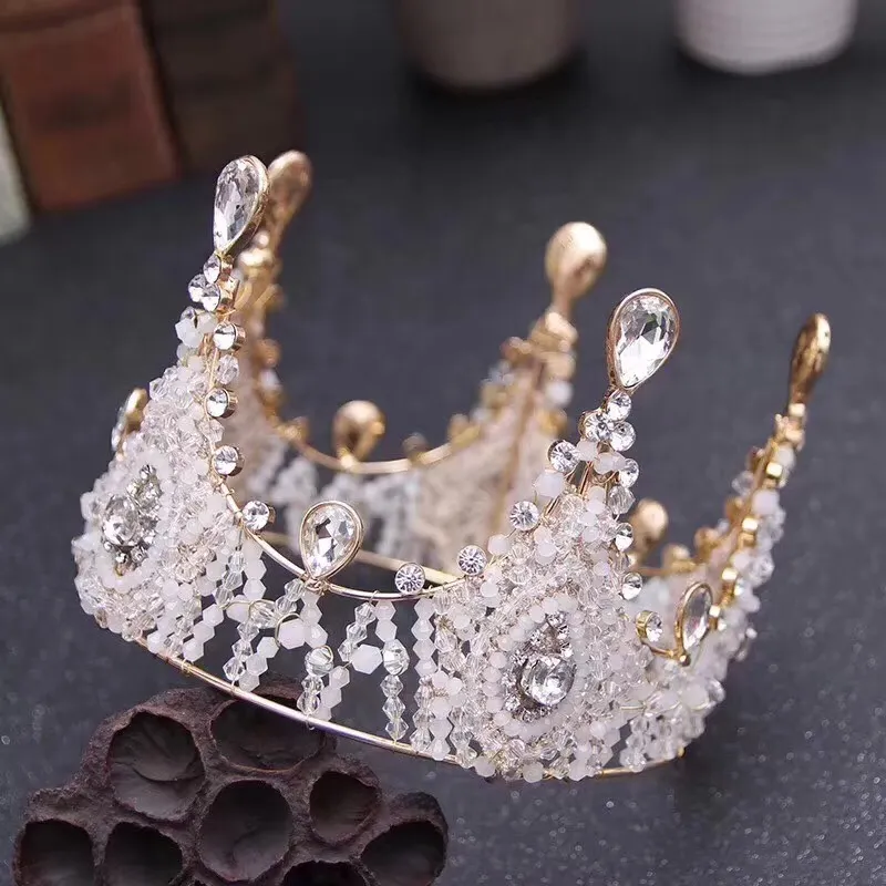 Corona nupcial de lujo Cristales de diamantes de imitación Boda real Reina Coronas Princesa Cristal Barroco Fiesta de cumpleaños Tiaras Dulce 16