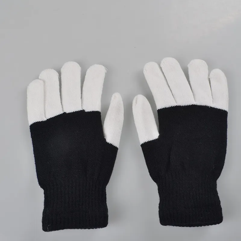 New LED Rave Gloves Mitts Flash Finger Lighting Glove LED Colorful Light Show Black and White Toy