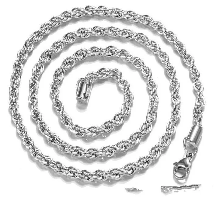 Nya kedjor 925 Sterling Silver Necklace Kedjor 3mm 16-30 tum Pretty Cute Fashion Charm Rope Chain Halsband Smycken