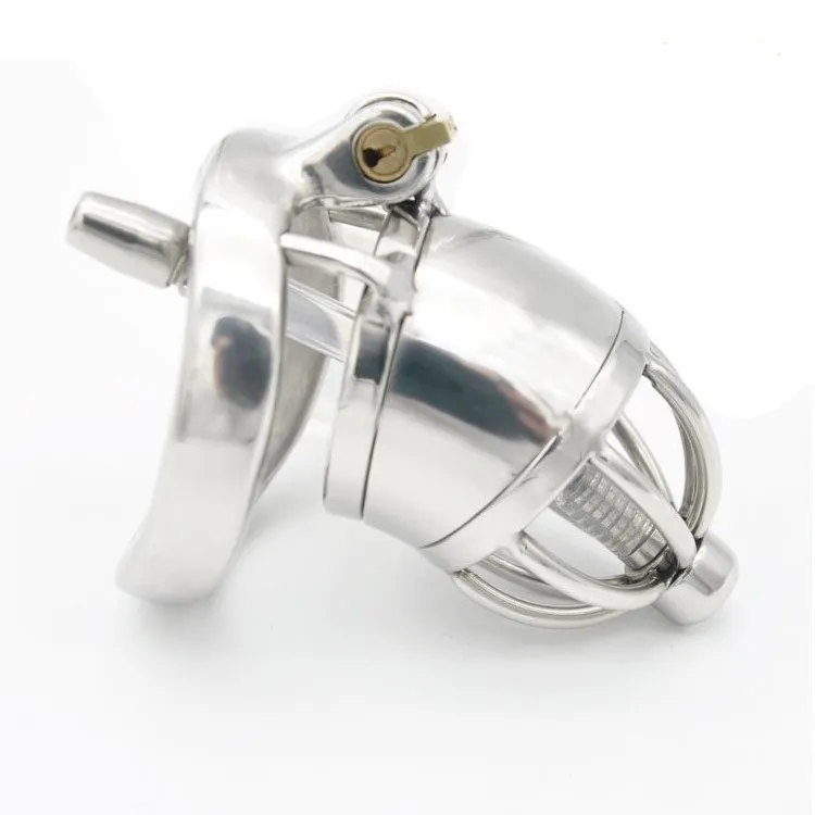 Male Standard Stainless steel Chastity Cage Urethral Catheter Barbed Spike Ring Medium Locking Belt Device Drain Tube DoctorMonali6030236