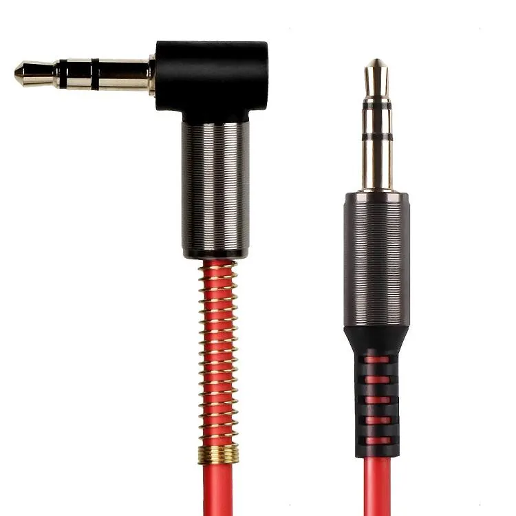 3,5 mm Auxiliary Audio Kabel flach 90 Grad rechts AUX-Kabel mit Stahlfeder Entlastung für Kopfhörer iPods iPhones Home Car Stereos