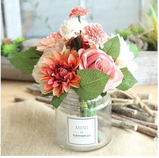 Dahlia Rose Bouquet Artificial Flower Fake Flower Wedding Decoration