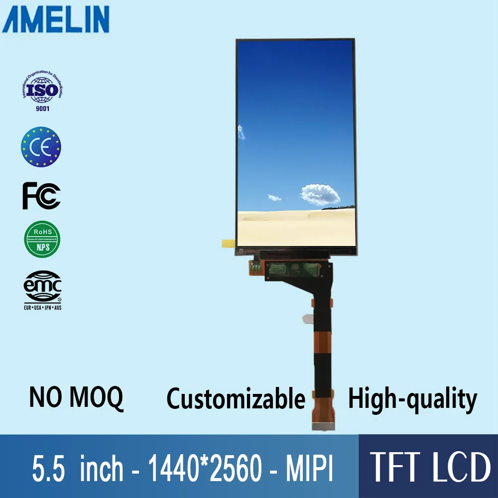 5,5 tum 2K högupplöst 1440 * 2560 TFT LCD-moduldisplay med MIPI-gränssnittskärm Använd för 3D-utskrift