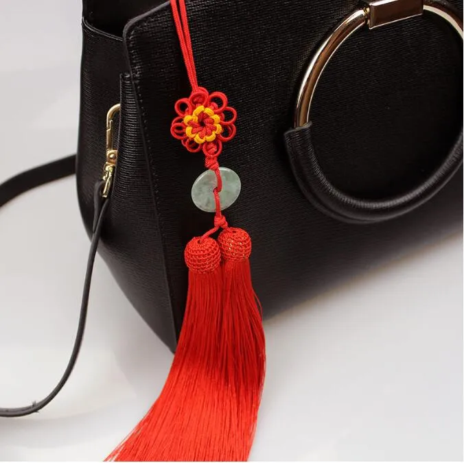 Sunflower jade Chinese knot pendant vertical soft clothing key tassel hanging ear about 33cm long FD13