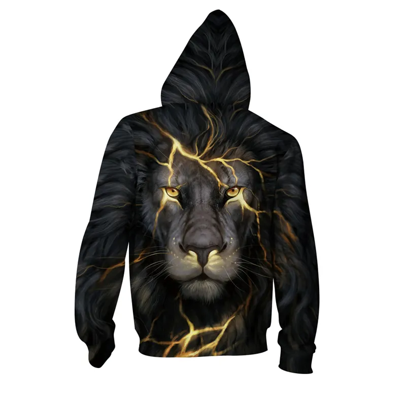 Halloween Personlig Digital Utskrift Kvinnor Mode Lion Head Hooded Sweater Big Yards Baseball Uniform Sweatshirt Män och kvinnor Båda sexe