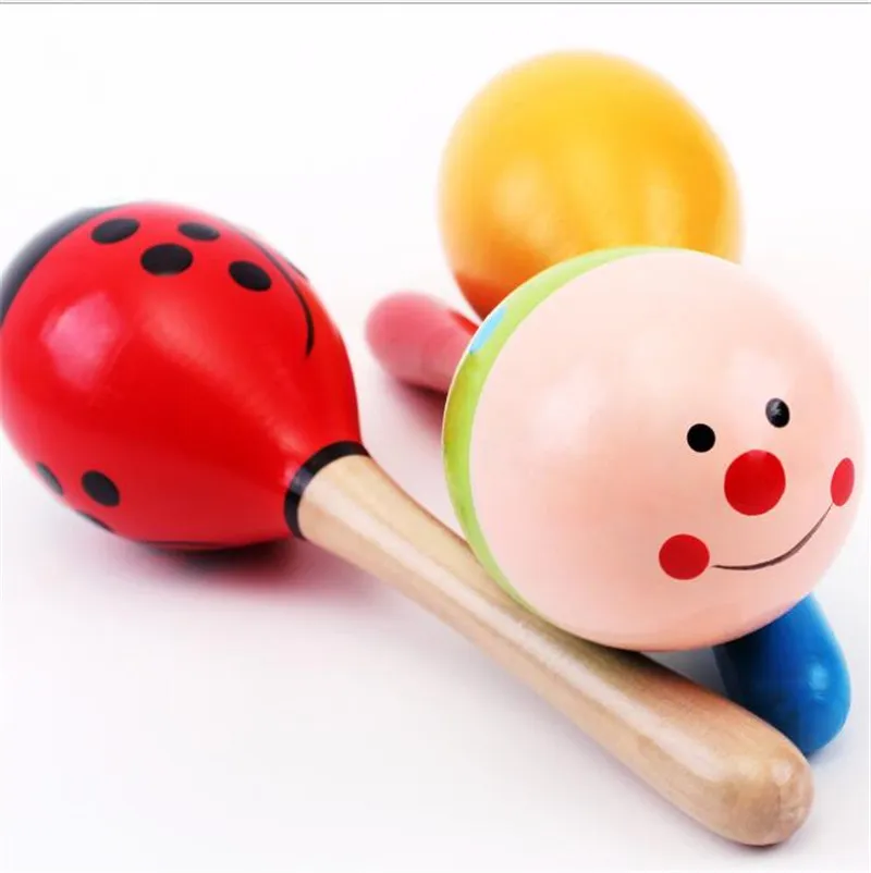 Trä Orff Musikinstrument Leksaker Hand Pussel Toy för Baby Kids Cartoon Sand Ball Battles Musical Sensory Toy To519