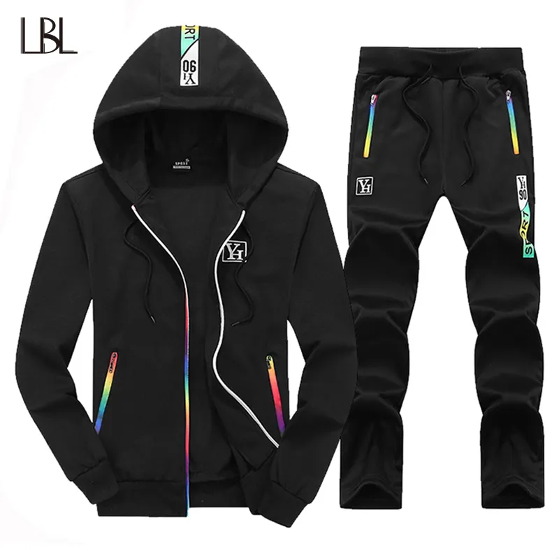 Slanke Trailsuits Mannen Set Herfst Winter Rits Hoodie Sweatsuits Streetwear Hooded Sweatshirts Sweattpants Tweedelige Mens Sets