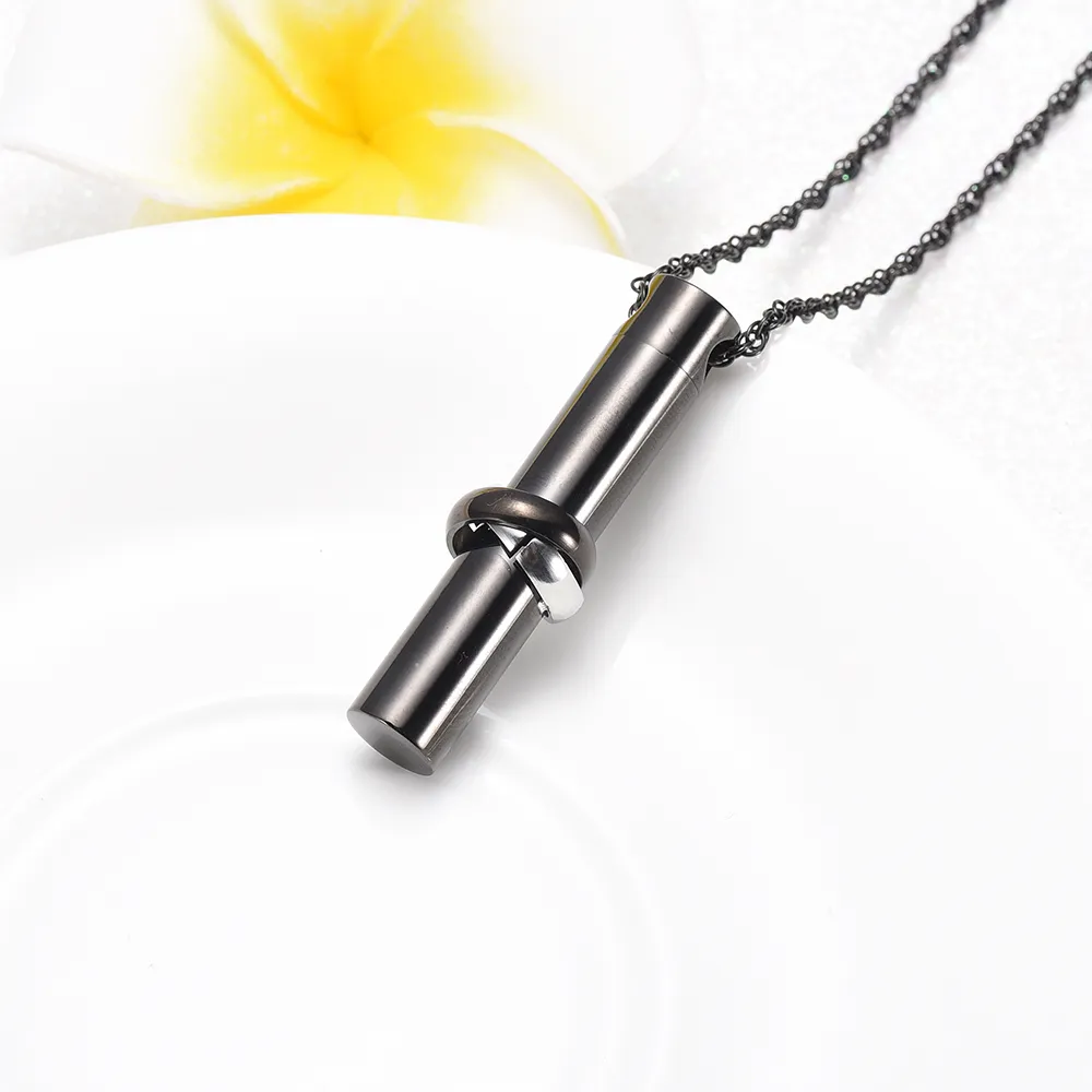 IJD9944 Cremation jewelry stainless steel black Perfume Bottle cremation necklace for ashes