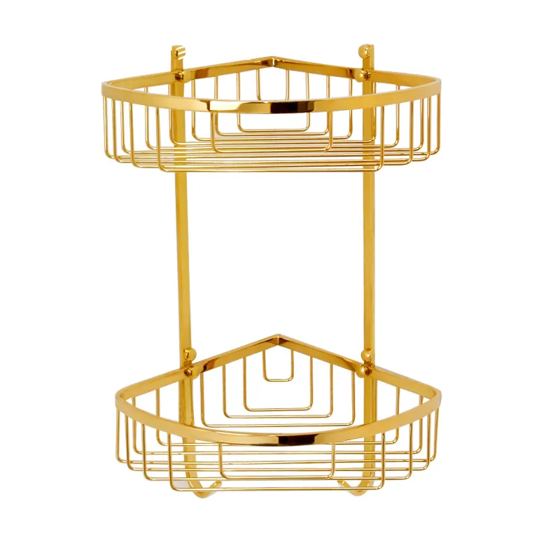 Gouden badkamer hoek douche caddy mand opslag ti-pvd gouden badkamer rack