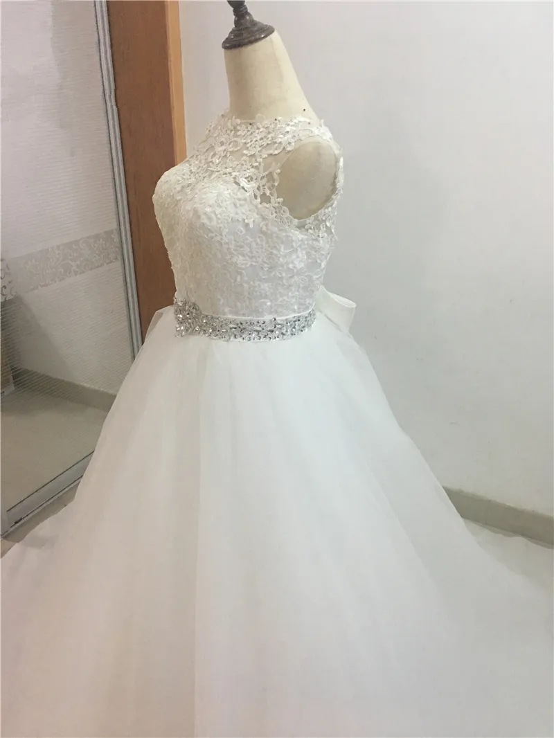 2018 Sexy Backless Lace Sequins Ball Gown Wedding Dress With Bow Beading Tulle Plus Size Vestidos De Noiva Bridal Gowns BB04