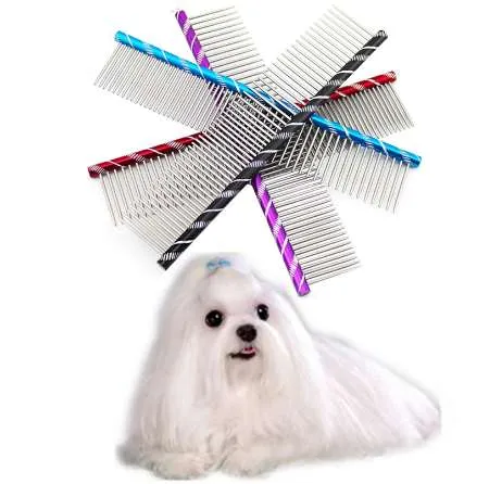 19 cm chien brosse fantaisie en acier inoxydable pin brosse peigne pour chiens chats de haute qualité brosse à cheveux chien toilettage outil en gros noDC20