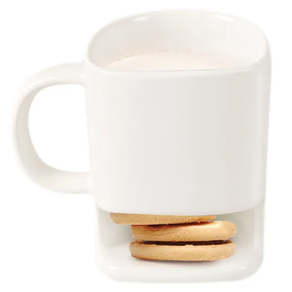 Creative Ceramic Milk Cups with Biscuit Holder Dunk Cookies Coffee Mugs Storage for Dessert Christmas Gifts Ceramic Cookie Mug