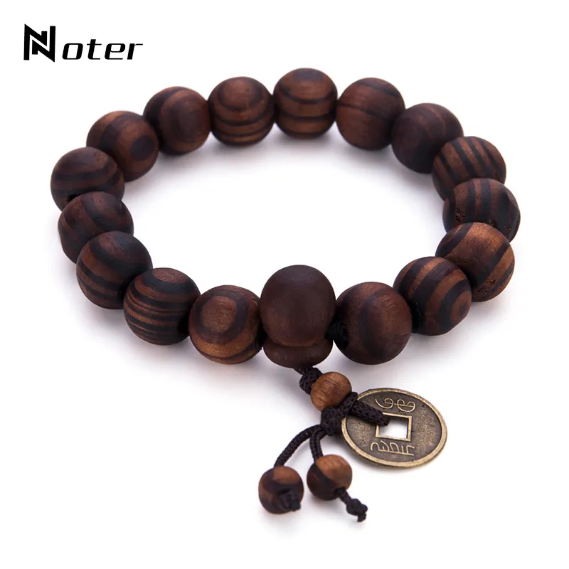 10mm Big Wood Bead Black Brown Color Beads Bracelet Yoga Meditation Buddha Bracelet For Men Handmade Jewelry Accessories Pulsera