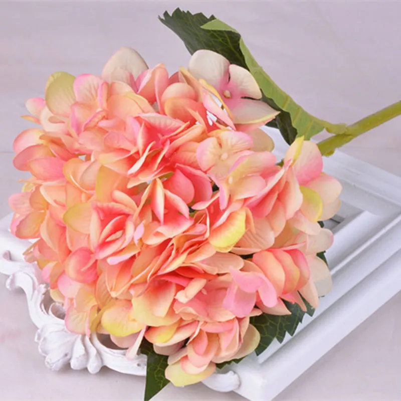 Artificial Hydrangea Flower Head 47cm Fake Silk Single Real Touch Hydrangeas for Wedding Centerpieces Home Party Decorative