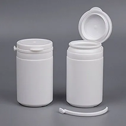 20PCS / lot trasporto libero a scatto sicura facile tirando bottiglie coperchio, contenitori di plastica 80ml bianco caramelle pillola plastica