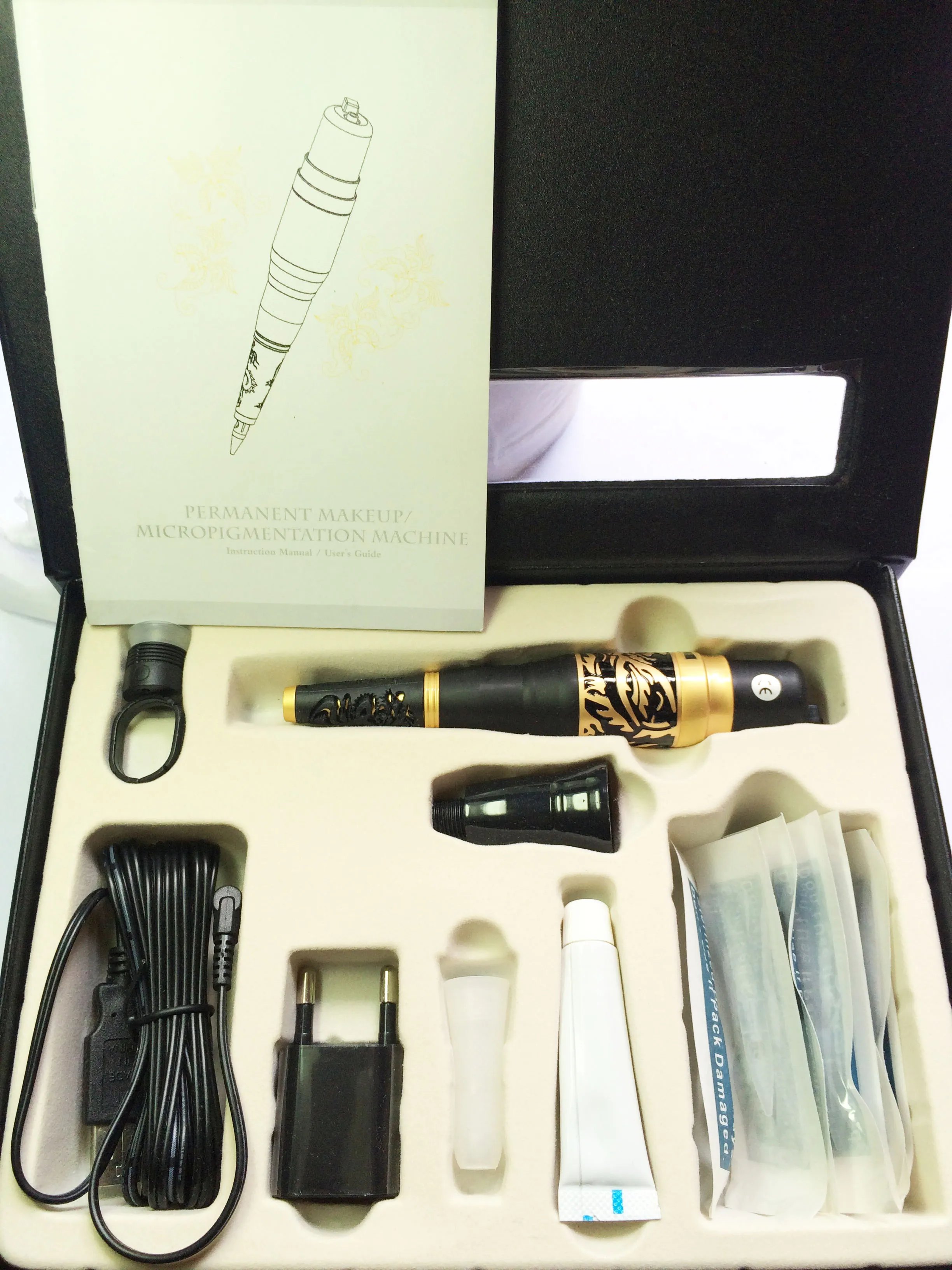 Permanente Make-up Dragon Machine Kit Tattoo Gun Needles Caps Complete Cosmetische Tattoo Kits voor Tatoeage Wenkbrauw Lip Eyeliner