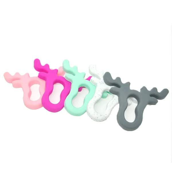 Deer Massaggiagengive Silicone Testa di alce Massaggiagengive Baby Dentizione Giocattolo Food Grade Silicone Ciondolo masticabile Dentizione Accessorio allattamento Doccia Regalo