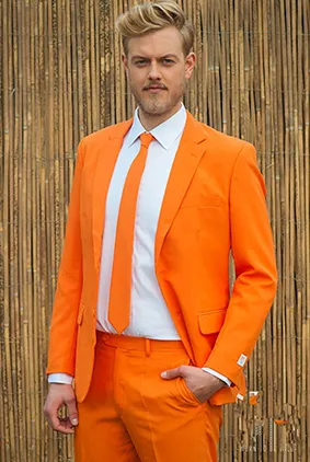 Custom Made Groomsmen Notch Revers Marié Tuxedos Orange Hommes Convient Mariage / Prom Meilleur Homme Blazer / Époux (Veste + Pantalon + Cravate) M549