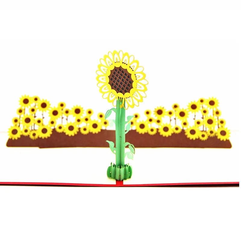 Décorations de fête d'anniversaire tournesol, cartes de vœux pour enfants, cadeaux de fête d'anniversaire 3D, cartes pop-up d'anniversaire, carte de vœux