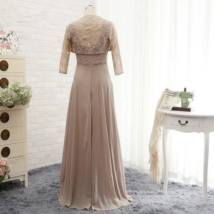 slim fit dress slacks Two Piece Sheath Pleats Elegant Mother of The Bride Dress with Jackets QM3132 US4 / Grey main image 1