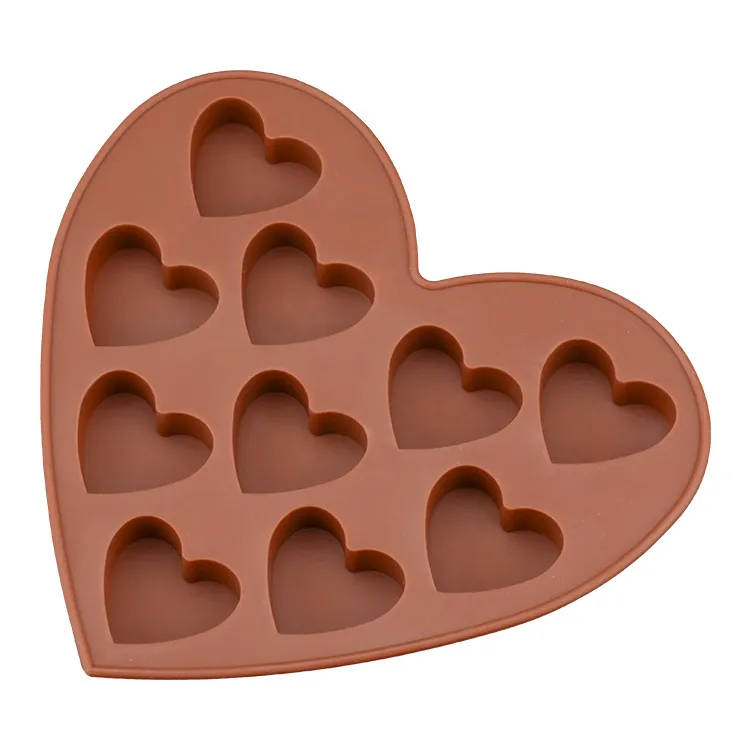 Hartvorm Chocoladevormen DIY Siliconen Cake Decoratie Jelly Ice Love Gift Bakken Chocoladevormen 1 stks 10 Gaten