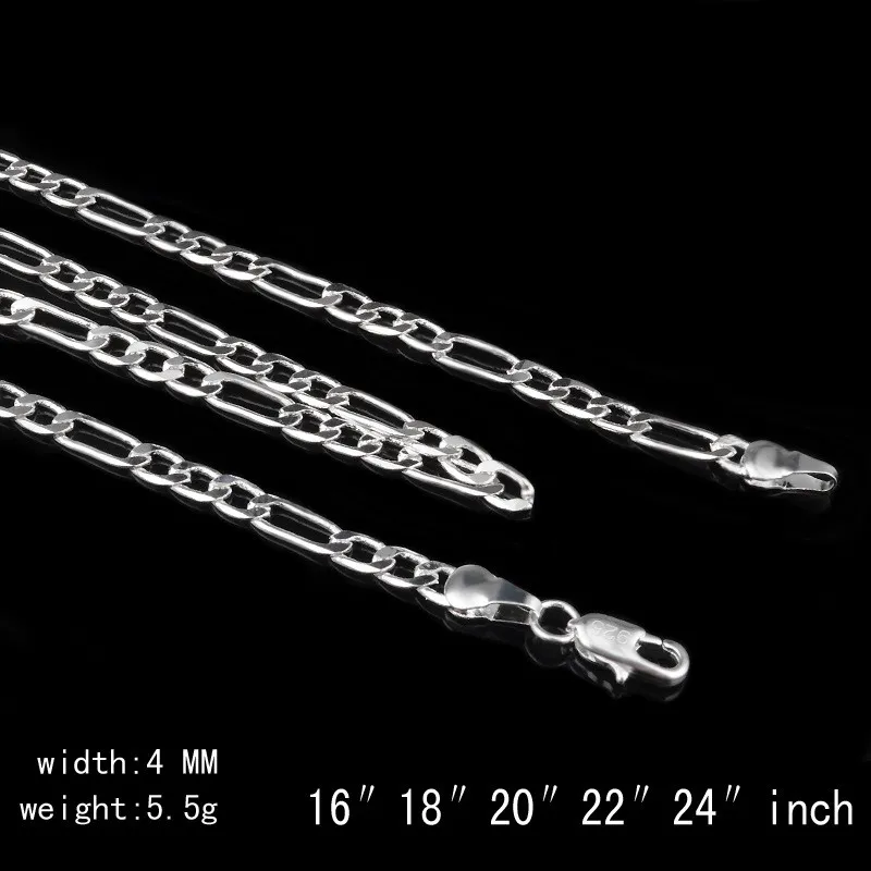 Gratis frakt16--24 tum Silverpläterat Halsband 10st 4MM Snake Chain Halsband 925 stämplat för kvinnor mode smycken