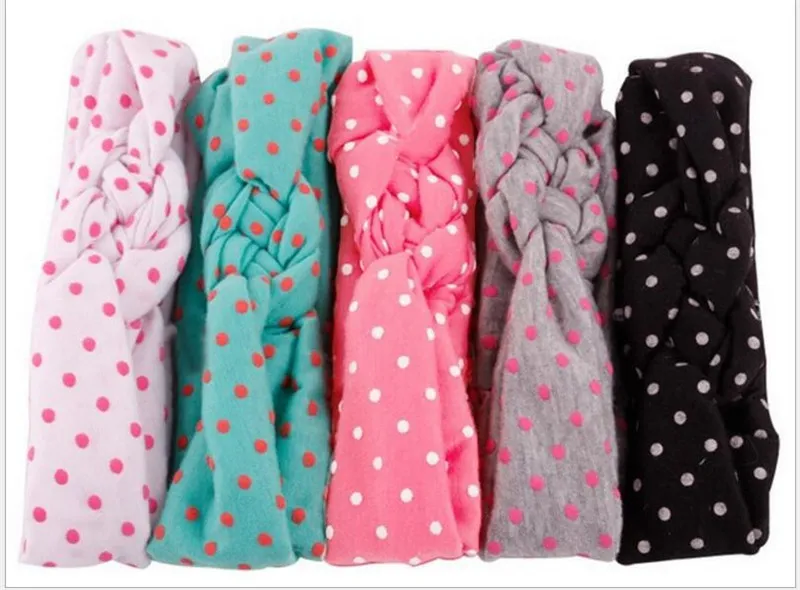 Bebê Crianças Nó Headbands Trançado Cabeça envoltório Polka Dot Cruz Nó Bebê Turbante Tie Nó Cabeça envoltório Crianças Acessórios Para o Cabelo TO661