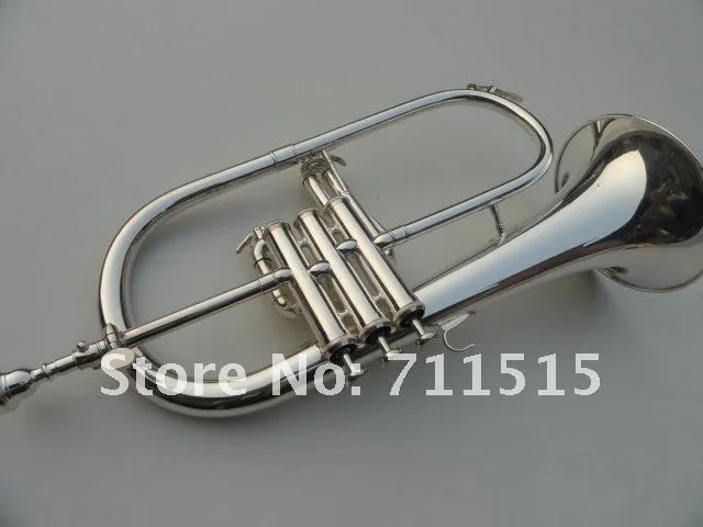 OVES Bb Flugelhorn Silver Plated B Flat Professional Bb Trumpet Horn Monel Valves Exquisite Musical Instruments With Case