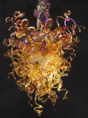 Lamp Amber Handgeblazen Glazen Kroonluchters Murano Crystal Light Antique Art Decoration Hanglampen met LED-lampen