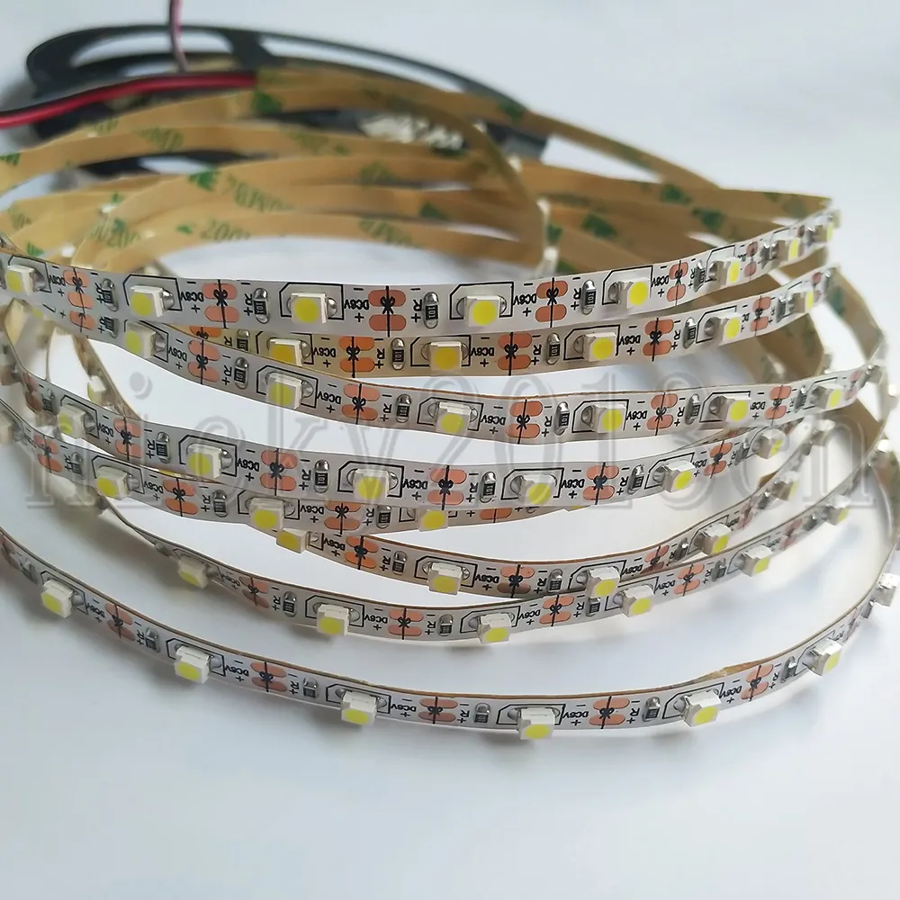 5mm Larghezza 5V 3528 LED Strip Light Nastro flessibile Nastro String IP20 Non impermeabile PCB stretto 60LED / m Illuminazione a soffitto da cucina per armadio super luminoso