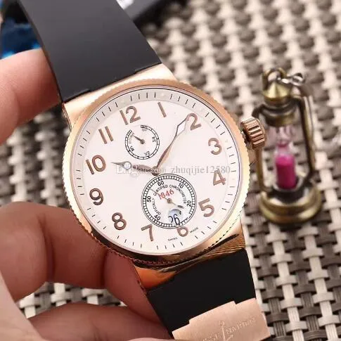 Top Brand Luxury Rose Gold 18K UN Roman Black Rubber Watches Fashion Mens Mechanical Movement Limited Edition Men Wristwatches