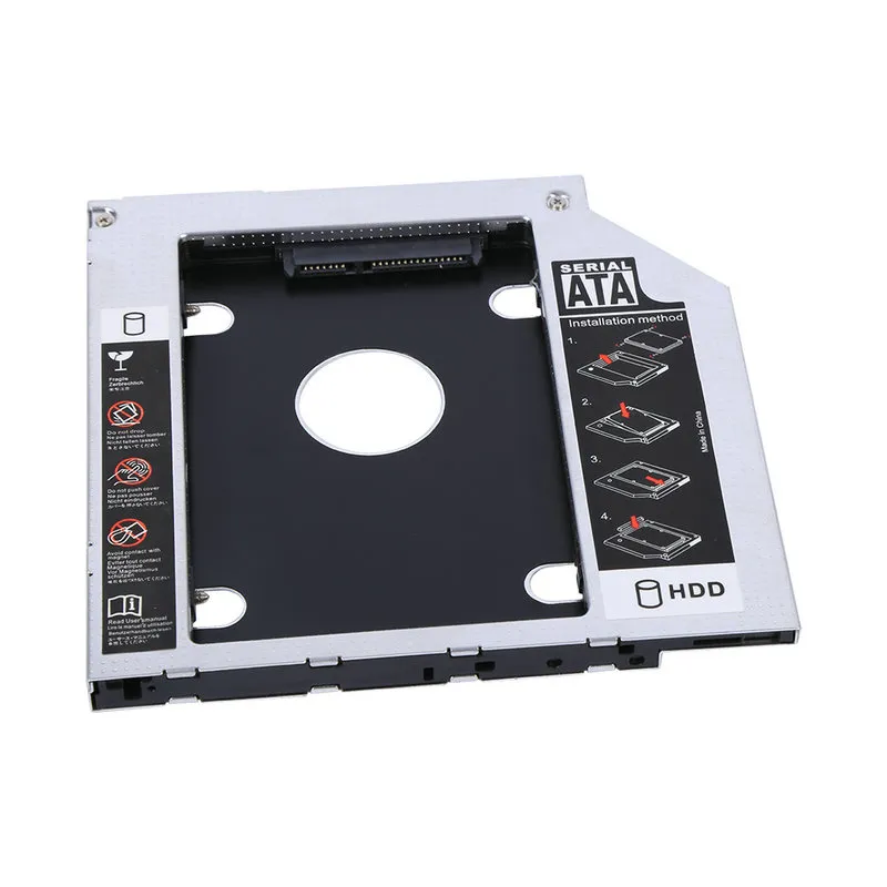 9,5 mm Aluminium SATA HDD SSD Gehäuse Festplattenschacht Caddy Optischer DVD-Adapter für Laptop mit Einzelhandelsverpackung