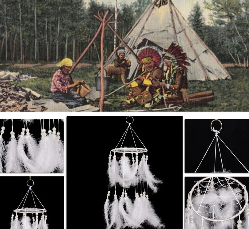 Nyaste handgjorda drömfångare med fjädrar hängande dekoration hantverk present vitrum inredning adesivos para parede dreamcatcher ga128