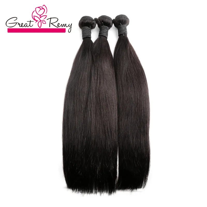 Greatremy® Donor Brazilian Virgin Hair Weave Bundles Natural Black Body Wave Straight Curly Human Hair Extensions 300g