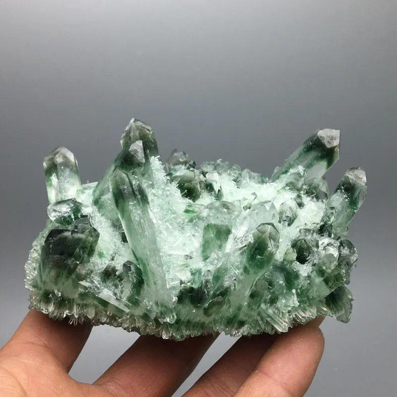 ! Wholesale Rare New NATURAL Green Ghost Quartz Crystal Cluster Aura Quartz Crystal Titanium Bismuth Silicon Specimen