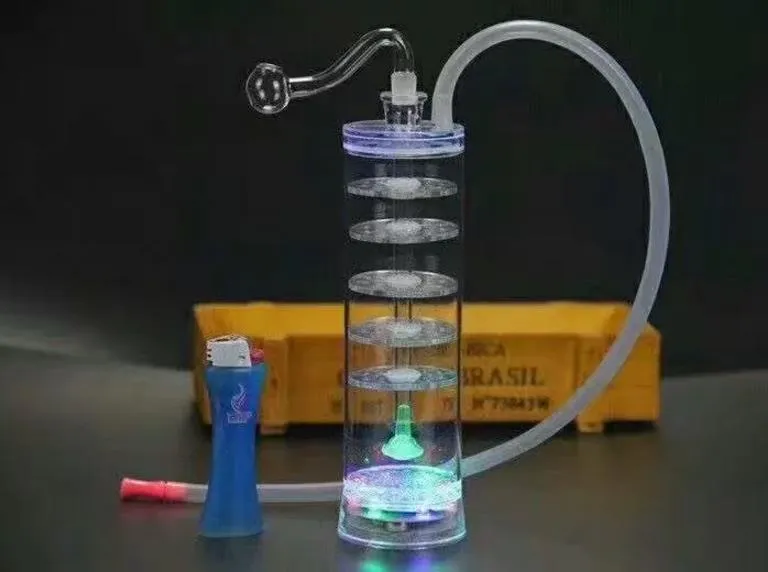 Narguilé acrylique multi-filtre Bangs en verre en gros Brûleur à mazout Pipe à eau en verre Plates-formes pétrolières sans fumer