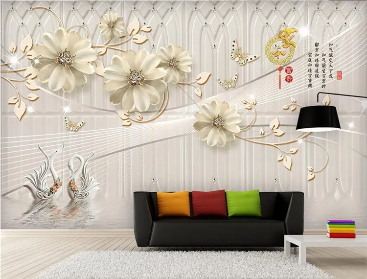 peintures murales sur mesure européenne 3D fleurs fond d'écran beau luxe Fonds d'écran pour des peintures murales de mur de la chambre mur de fond TV