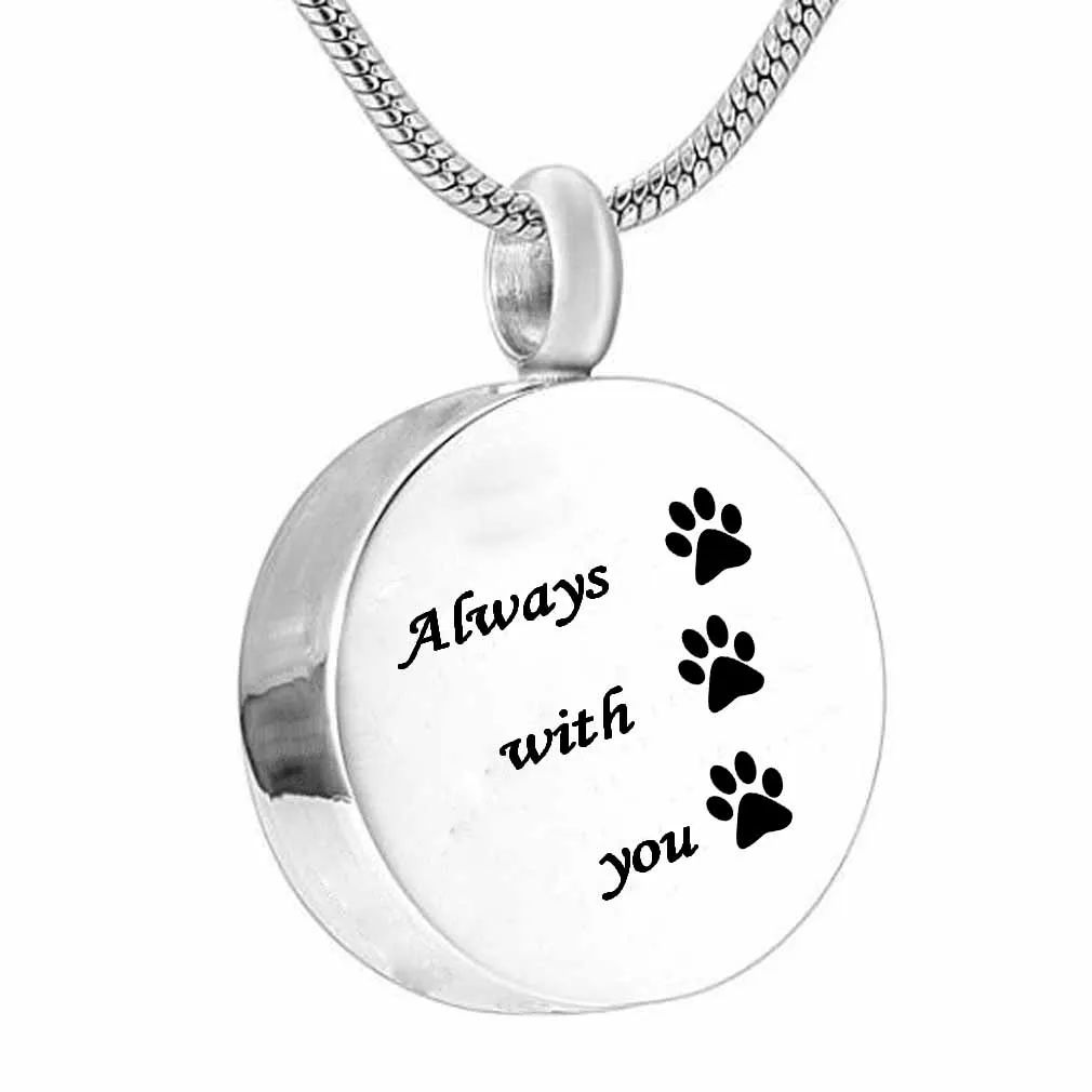 Cremation Bijoux Touche toujours avec toi Paw Imprimer Ashes Pendentif Memorial Urn Collier