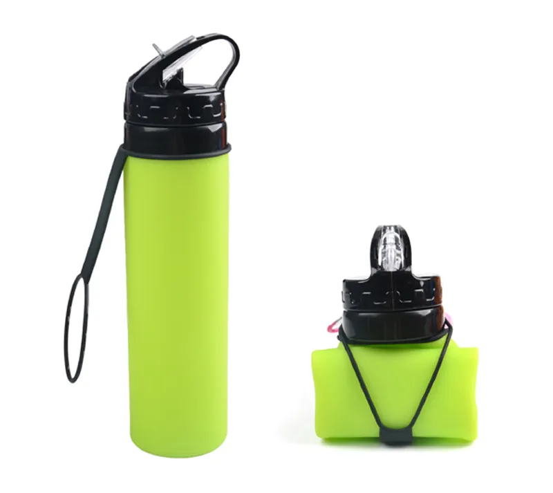 2020 Creative foldable water bottles outdoor hiking camping portable silicone Drink Water Bottle Silicone Folding Drinkware A10